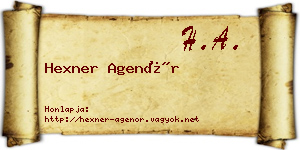 Hexner Agenór névjegykártya